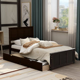 Platform Storage Bed 2 drawers with wheels Twin Size Frame Espresso