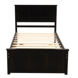 Platform Storage Bed 2 drawers with wheels Twin Size Frame Espresso