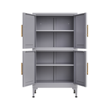 Grey metal kitchen storage cabinet, kitchen pantry storage cabinet with door and shelf, adjustable leveling feet