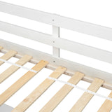 Twin Loft Wood Bed with Under-bed, Built-in Desk, a Storage Cabinet of 2 Drawers, Guardrails, Ladder,White