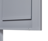 Grey metal kitchen storage cabinet, kitchen pantry storage cabinet with door and shelf, adjustable leveling feet