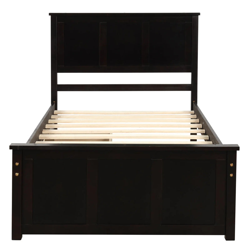 Twin Storage Bed | Platform Bed with 2 Drawers Espresso eprolo