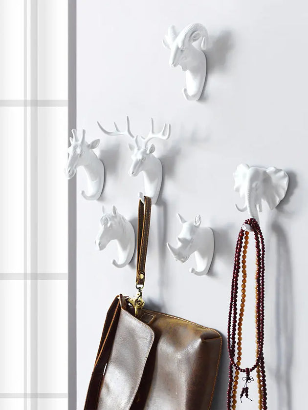 Door Hook Wall Hanging Wall Entrance Door Key Rack Hanger Home Creative Antler Art Punch-Free eprolo
