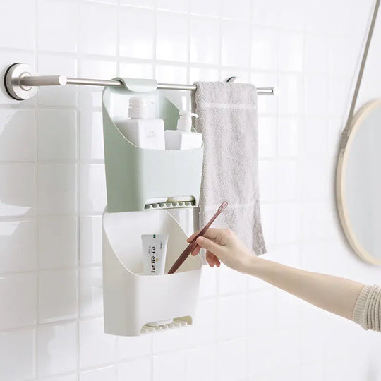 Stackable Bathroom Storage Box Drainable Free Punch Toilet Rack Toilet Towel Hanging Basket eprolo