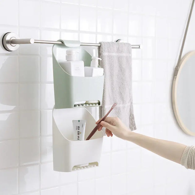 Stackable Bathroom Storage Box Drainable Free Punch Toilet Rack Toilet Towel Hanging Basket eprolo