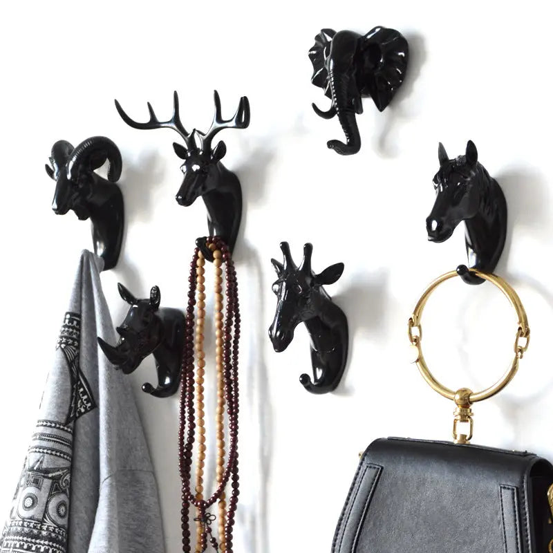 Door Hook Wall Hanging Wall Entrance Door Key Rack Hanger Home Creative Antler Art Punch-Free eprolo