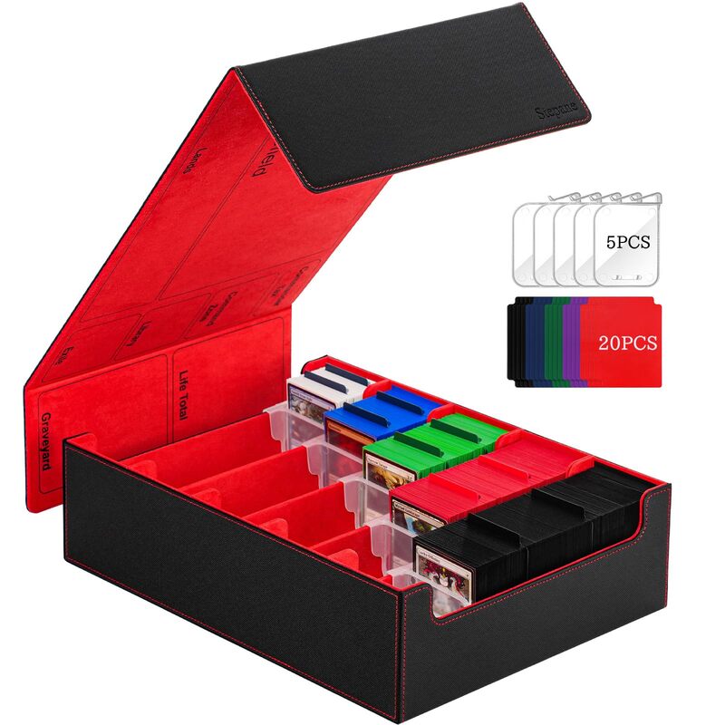 3800+ Capacity Card Storage Box. Includes 20 Dividers, 5 Supporters, Leather Magnetic Closure. Great for YuGiOh & MTG Cards. eprolo