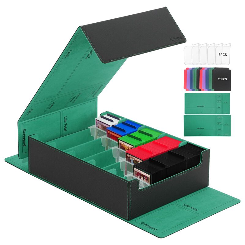 3800+ Capacity Card Storage Box. Includes 20 Dividers, 5 Supporters, Leather Magnetic Closure. Great for YuGiOh & MTG Cards. eprolo