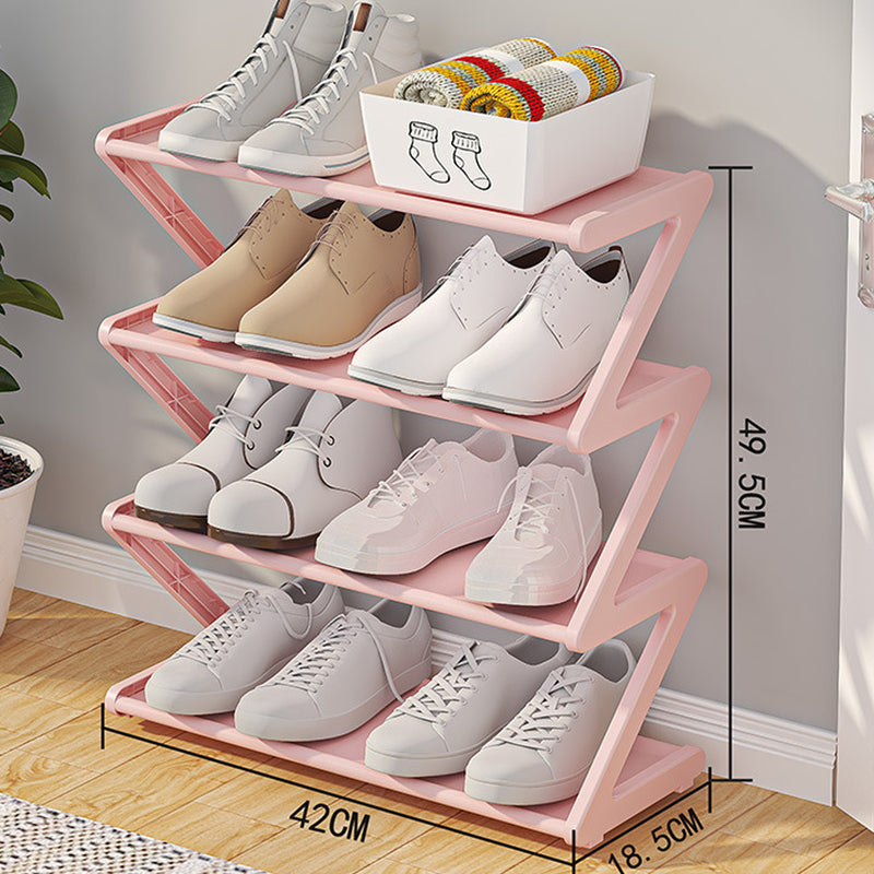 Z-shaped 4-layer shoe organizer: space-saving, wall/corner-mount, stackable, adjustable storage shelf. eprolo