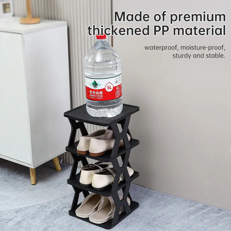 Stackable Plastic Shoe Rack, Vertical Dustproof Shoe Organizer, Sturdy Shoe Storage for Entryway eprolo