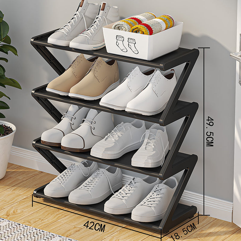 Z-shaped 4-layer shoe organizer: space-saving, wall/corner-mount, stackable, adjustable storage shelf. eprolo