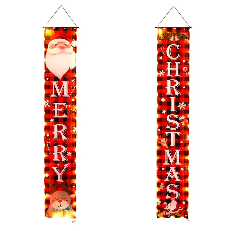Door hanging LED illuminated party curtains Christmas party decorations Couplets with lights hanging curtains banners eprolo
