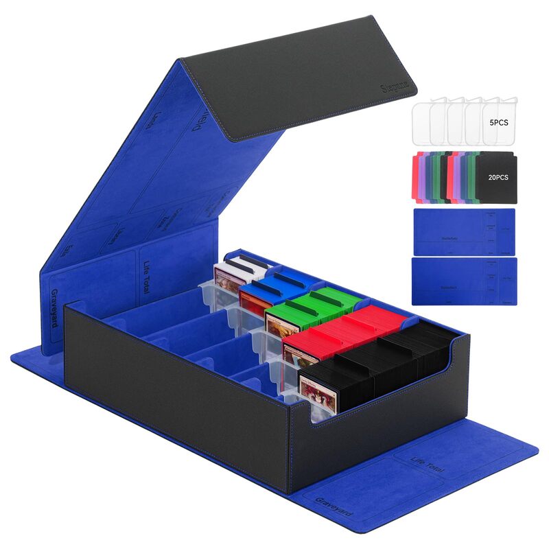 3800+ Capacity Card Storage Box. Includes 20 Dividers, 5 Supporters, Leather Magnetic Closure. Great for YuGiOh & MTG Cards. eprolo