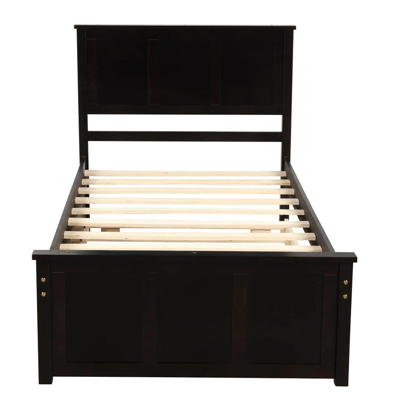 Twin Storage Bed | Platform Bed with 2 Drawers Espresso eprolo