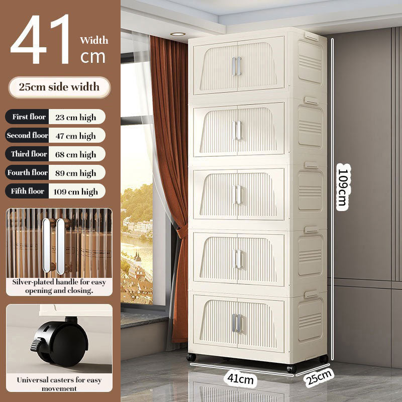 Folding Storage Cabinet with Wheels, 3/4 Tier Stackable Wardrobe Closet Organizer eprolo