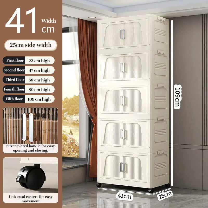 Folding Storage Cabinet with Wheels, 3/4 Tier Stackable Wardrobe Closet Organizer eprolo
