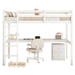 Twin Loft Bed White | Desk & 2 Drawer Storage Cabinet Bed eprolo