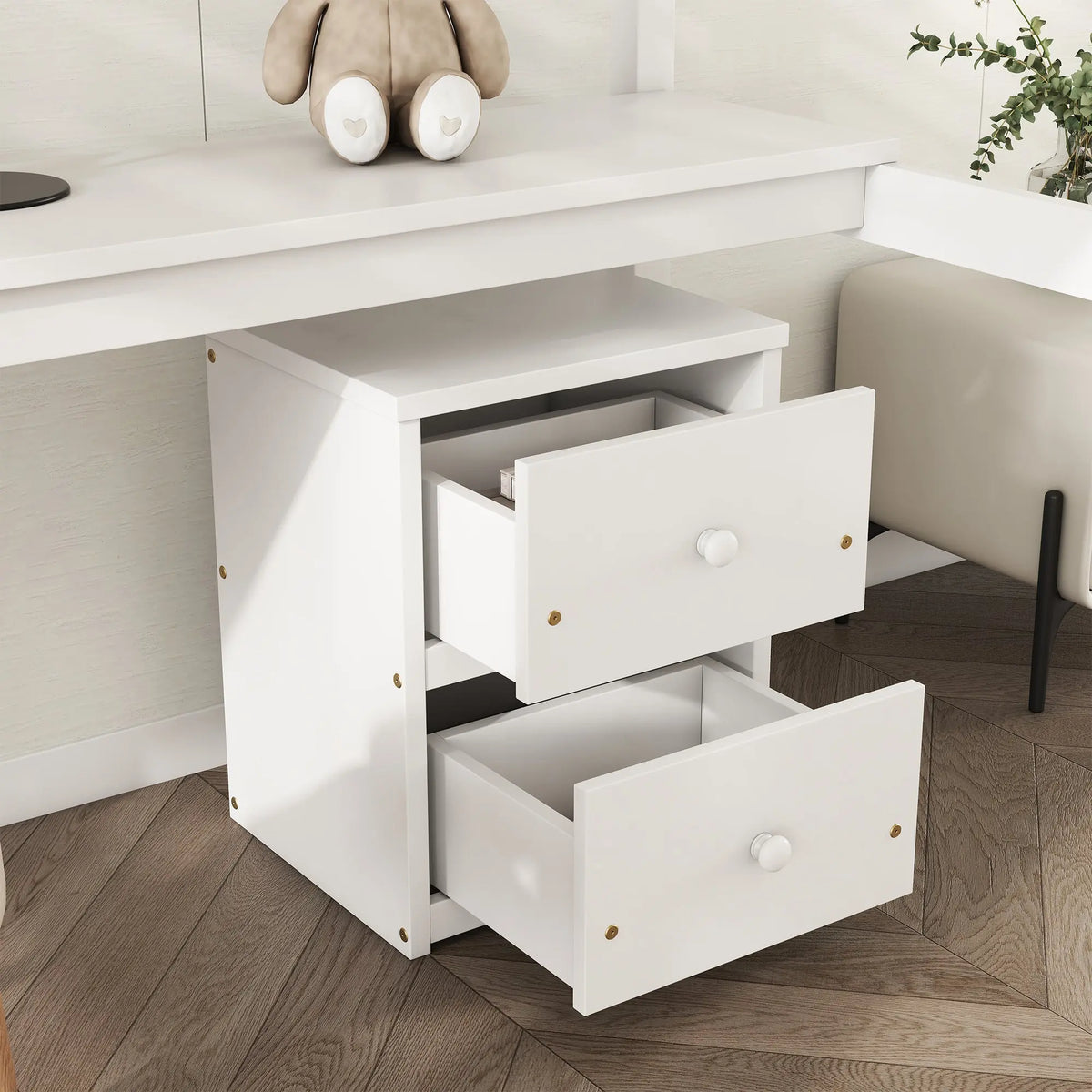 Twin Loft Bed White | Desk & 2 Drawer Storage Cabinet Bed eprolo
