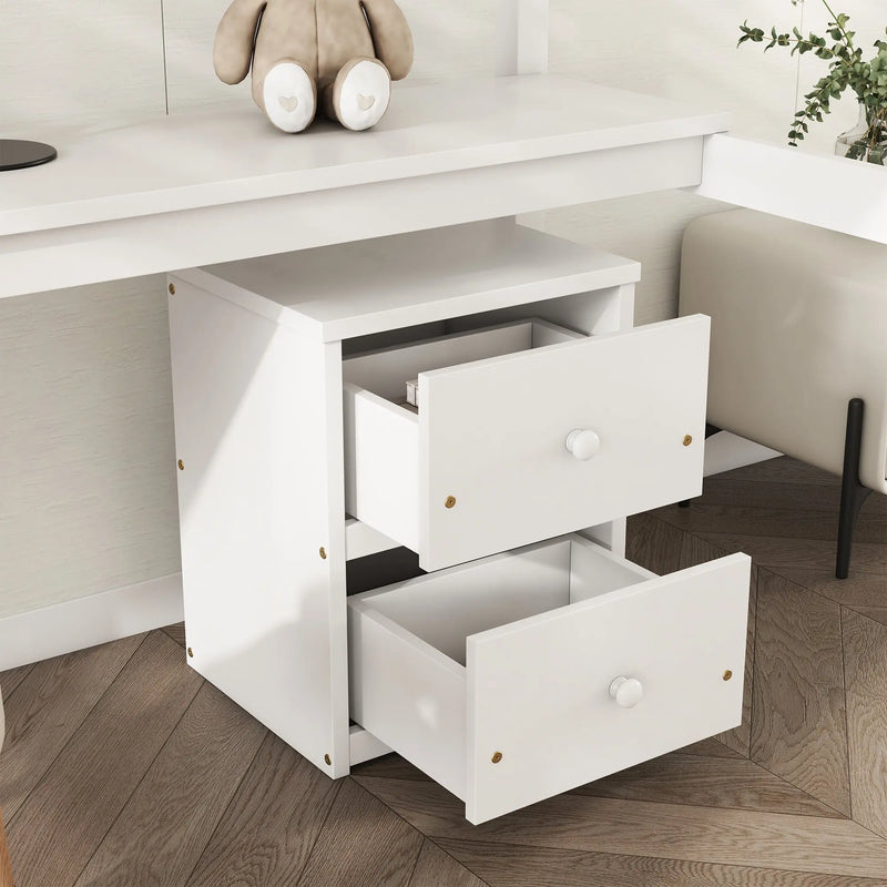 Twin Loft Bed White | Desk & 2 Drawer Storage Cabinet Bed eprolo