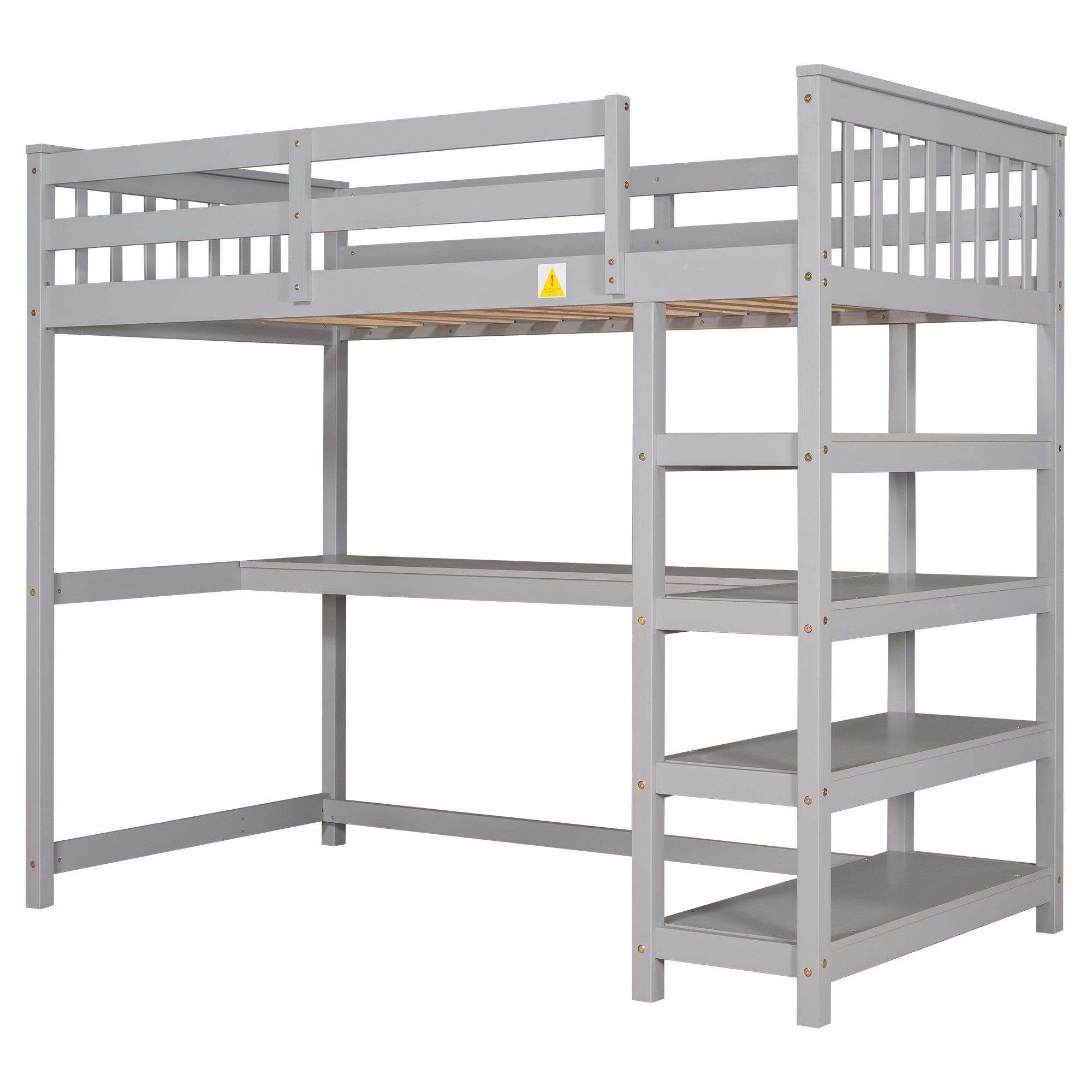 Gray Twin Loft Bed | Desk & Storage Shelves Bedroom Bed eprolo