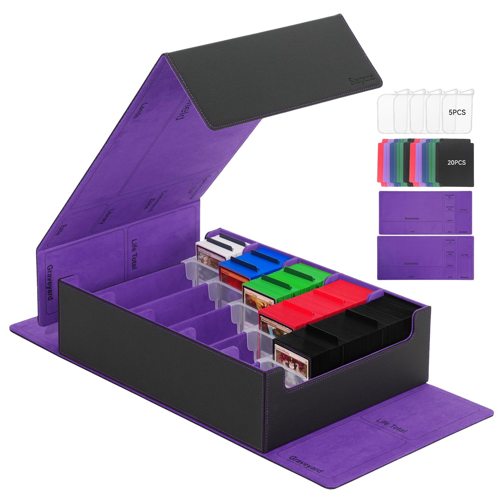 3800+ Capacity Card Storage Box. Includes 20 Dividers, 5 Supporters, Leather Magnetic Closure. Great for YuGiOh & MTG Cards. eprolo