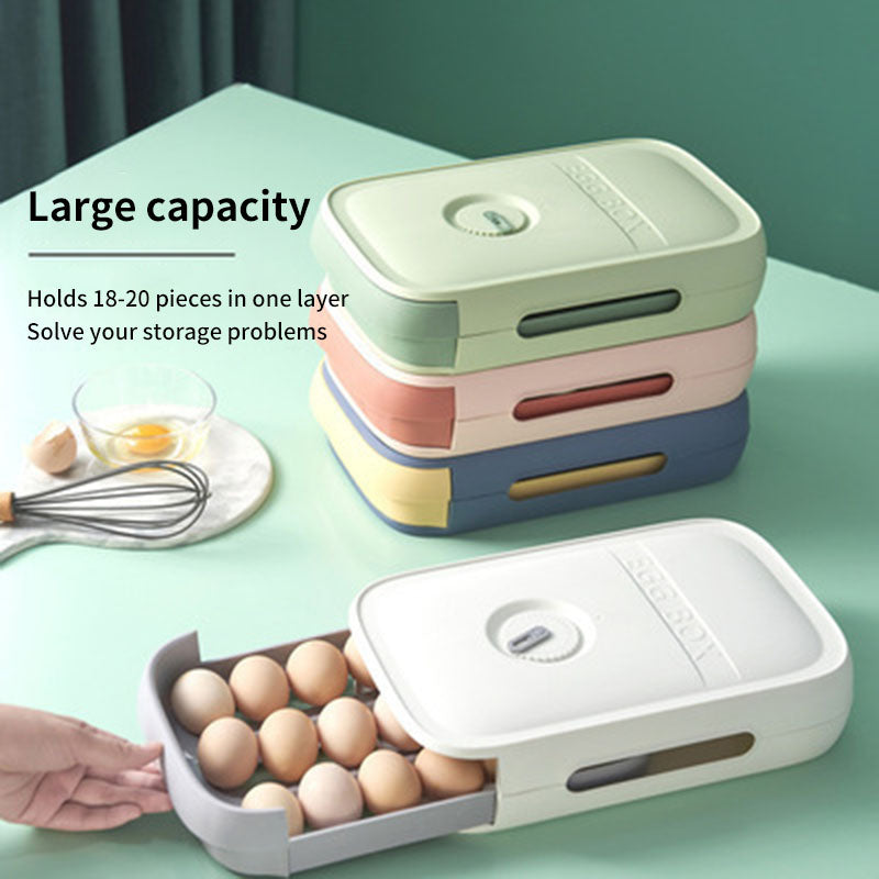 New Drawer Type Egg Storage Box Kitchen Stackable Loader Single Box With Cover Anti Drop Egg Holder eprolo
