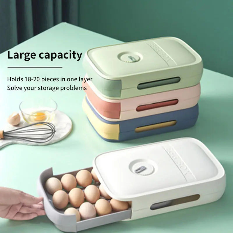 New Drawer Type Egg Storage Box Kitchen Stackable Loader Single Box With Cover Anti Drop Egg Holder eprolo
