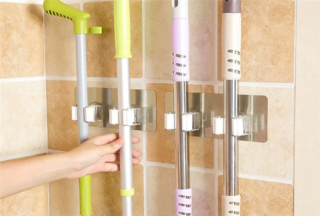 Wall Mounted Mop Organizer Holder Brush Broom Hanger Storage Rack Kitchen Tool Wall Housekeeper Random Colorful 17.8*7cm eprolo