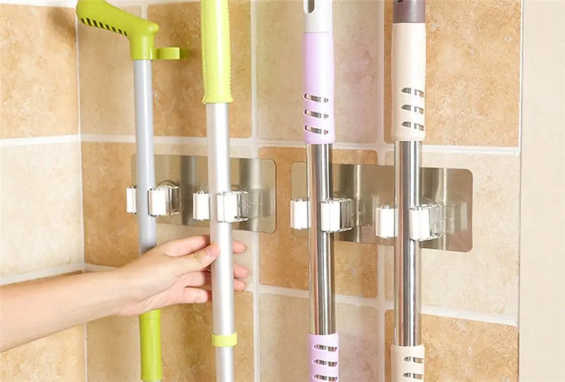 Wall Mounted Mop Organizer Holder Brush Broom Hanger Storage Rack Kitchen Tool Wall Housekeeper Random Colorful 17.8*7cm eprolo
