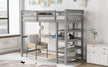 Gray Twin Loft Bed | Desk & Storage Shelves Bedroom Bed eprolo