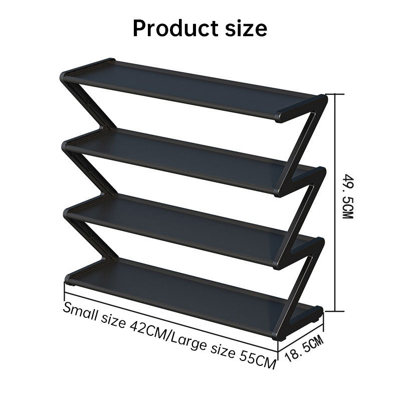 Z-shaped 4-layer shoe organizer: space-saving, wall/corner-mount, stackable, adjustable storage shelf. eprolo