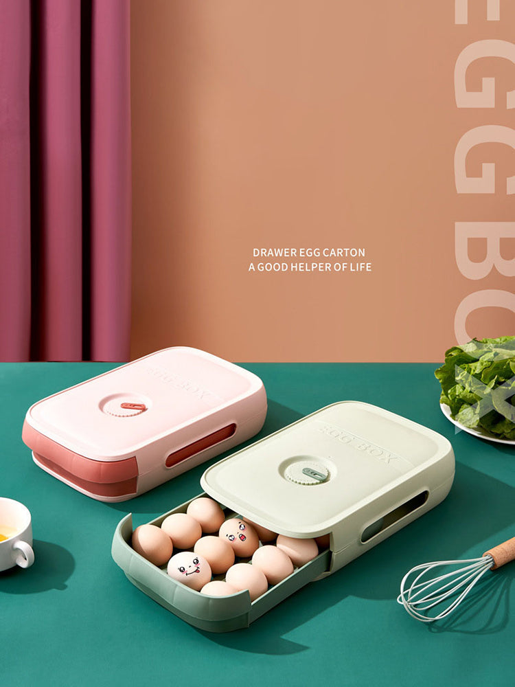 New Drawer Type Egg Storage Box Kitchen Stackable Loader Single Box With Cover Anti Drop Egg Holder eprolo