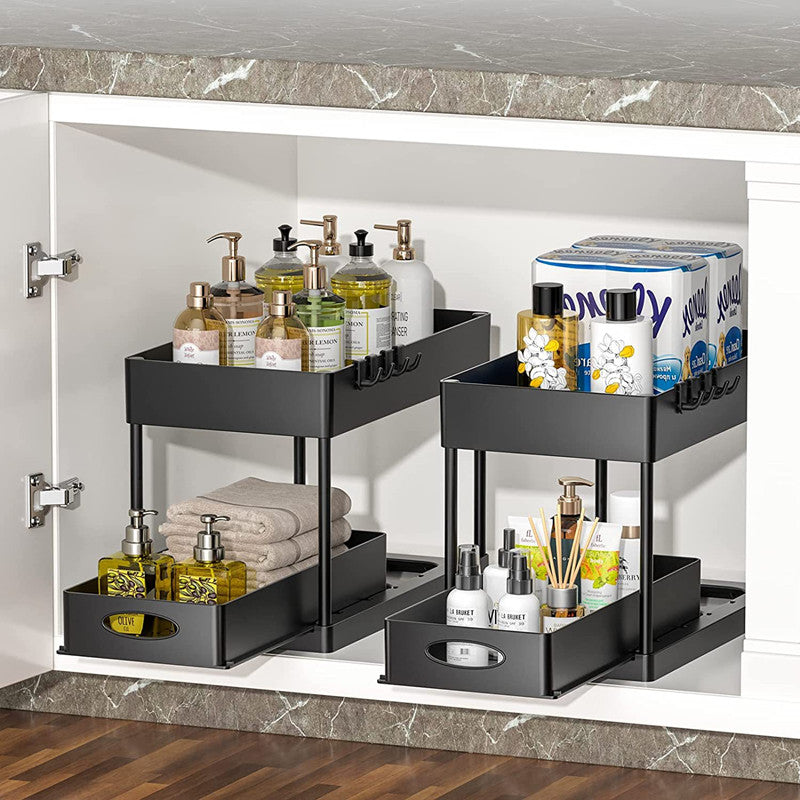Pull-Out Double Shelf Kitchen Sink Disassembly Storage Countertop Spice Rack Seasoning Storage Rack eprolo