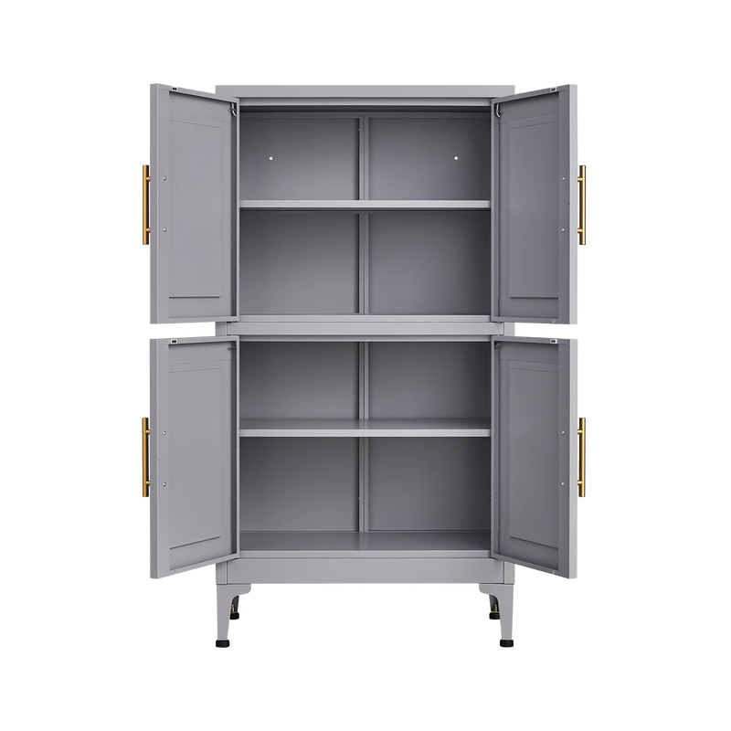 Grey metal kitchen storage cabinet, kitchen pantry storage cabinet with door and shelf, adjustable leveling feet eprolo