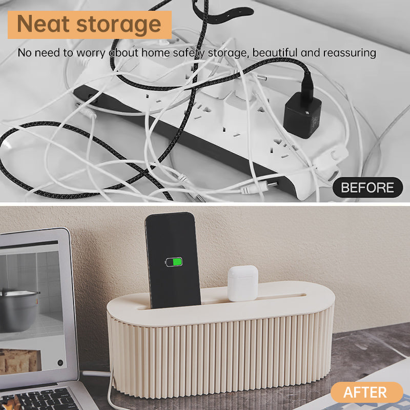 Cable management organizer box, an accessory for power strips and home - office power cables eprolo