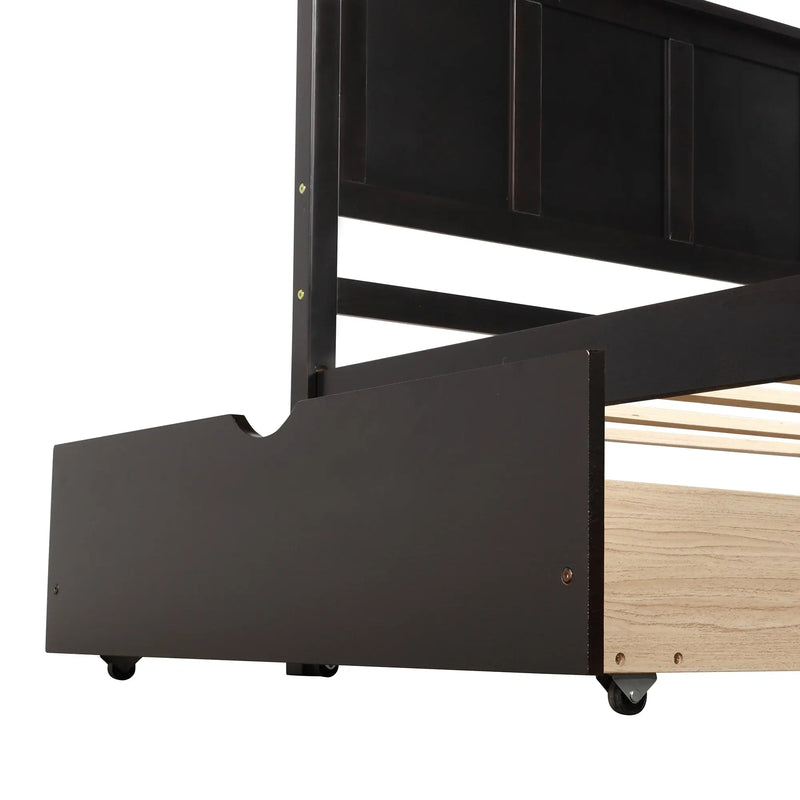 Twin Storage Bed | Platform Bed with 2 Drawers Espresso eprolo