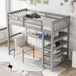 Gray Twin Loft Bed | Desk & Storage Shelves Bedroom Bed eprolo