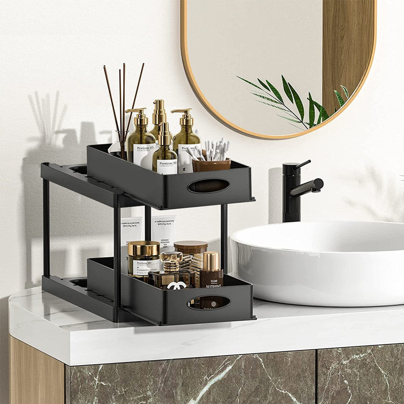 Pull-Out Double Shelf Kitchen Sink Disassembly Storage Countertop Spice Rack Seasoning Storage Rack eprolo
