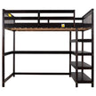Full Size Loft Bed with Storage Shelves and Under-bed Desk  Espresso eprolo