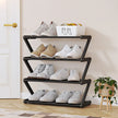 Z-shaped 4-layer shoe organizer: space-saving, wall/corner-mount, stackable, adjustable storage shelf. eprolo