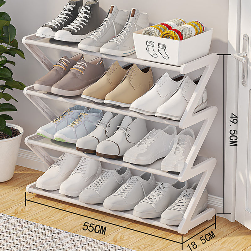 Z-shaped 4-layer shoe organizer: space-saving, wall/corner-mount, stackable, adjustable storage shelf. eprolo