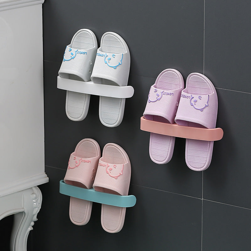 Bathroom Slippers Rack Wall-Mounted Wall-Mounted Toilet Shoe Storage Artifact Toilet Punch-Free Shoe Rack eprolo