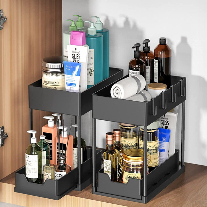 Pull-Out Double Shelf Kitchen Sink Disassembly Storage Countertop Spice Rack Seasoning Storage Rack eprolo