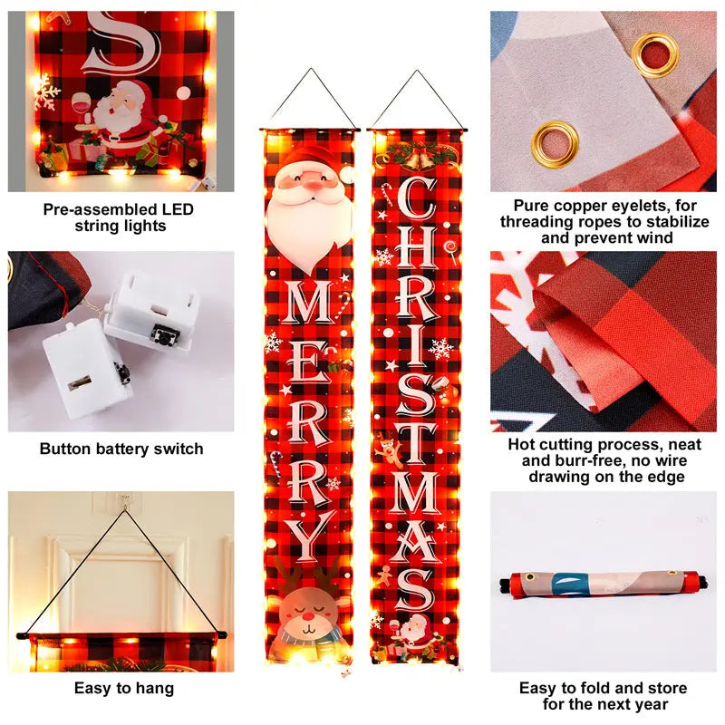Door hanging LED illuminated party curtains Christmas party decorations Couplets with lights hanging curtains banners eprolo