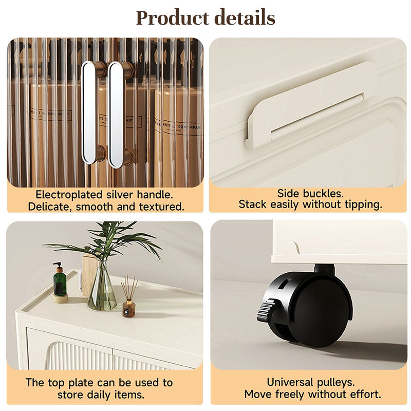 Folding Storage Cabinet with Wheels, 3/4 Tier Stackable Wardrobe Closet Organizer eprolo