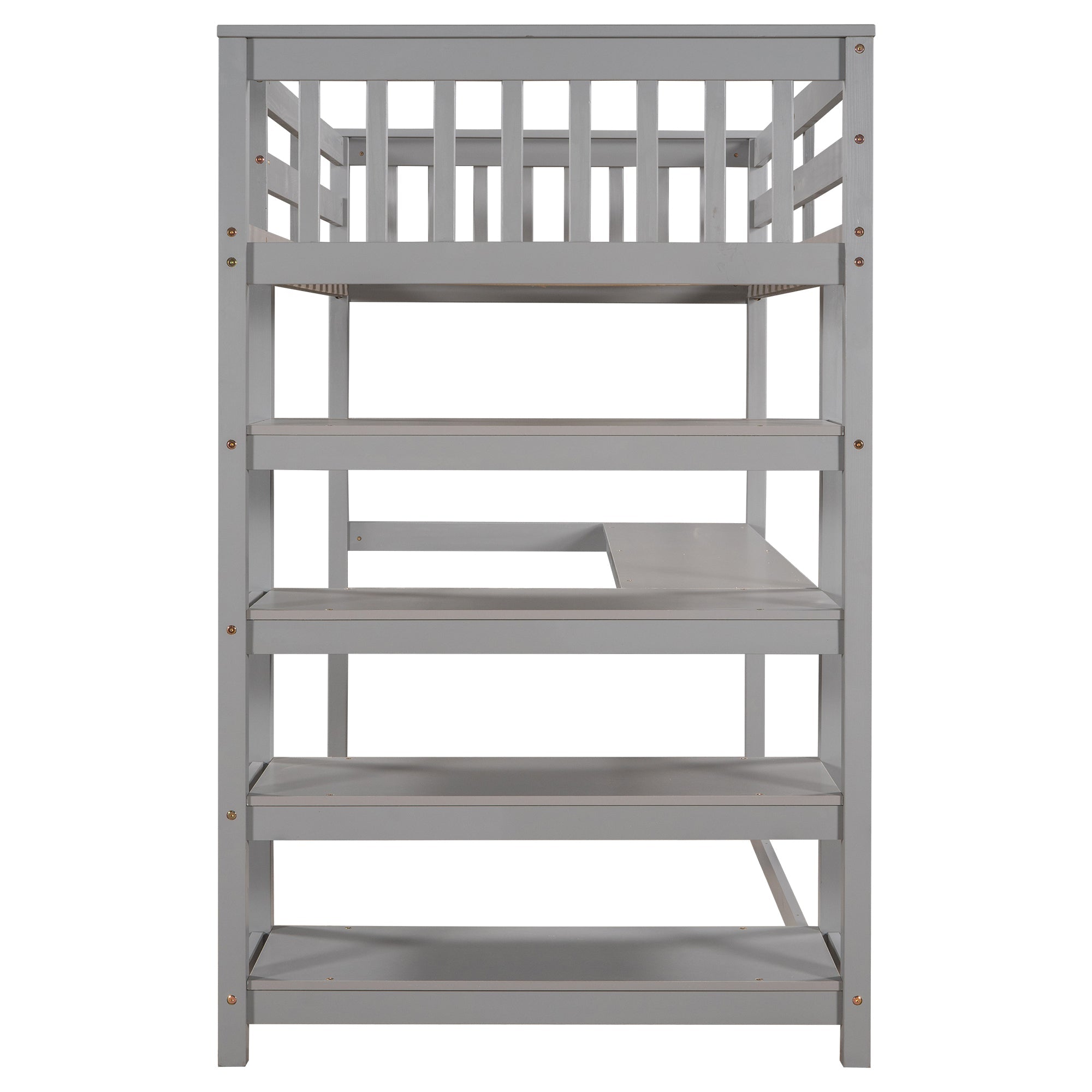 Gray Twin Loft Bed | Desk & Storage Shelves Bedroom Bed eprolo