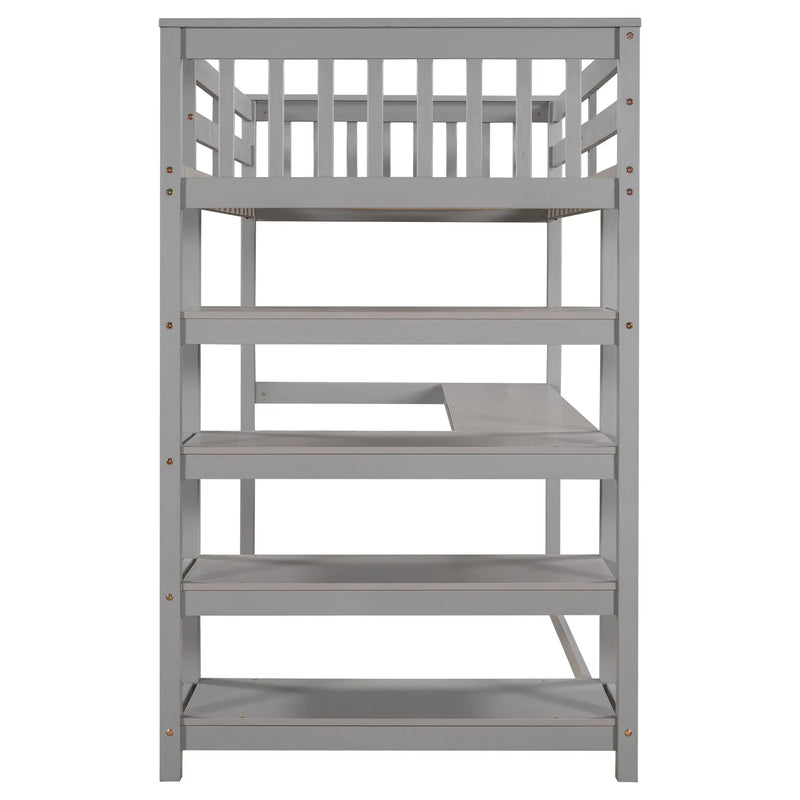 Gray Twin Loft Bed | Desk & Storage Shelves Bedroom Bed eprolo