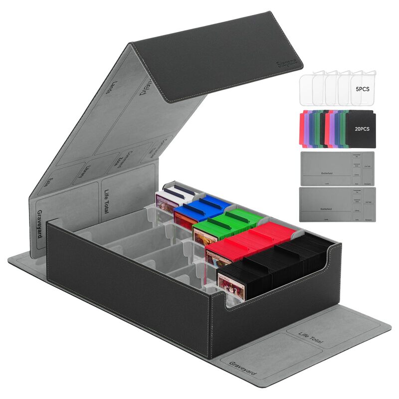 3800+ Capacity Card Storage Box. Includes 20 Dividers, 5 Supporters, Leather Magnetic Closure. Great for YuGiOh & MTG Cards. eprolo