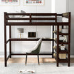 Full Size Loft Bed with Storage Shelves and Under-bed Desk  Espresso eprolo