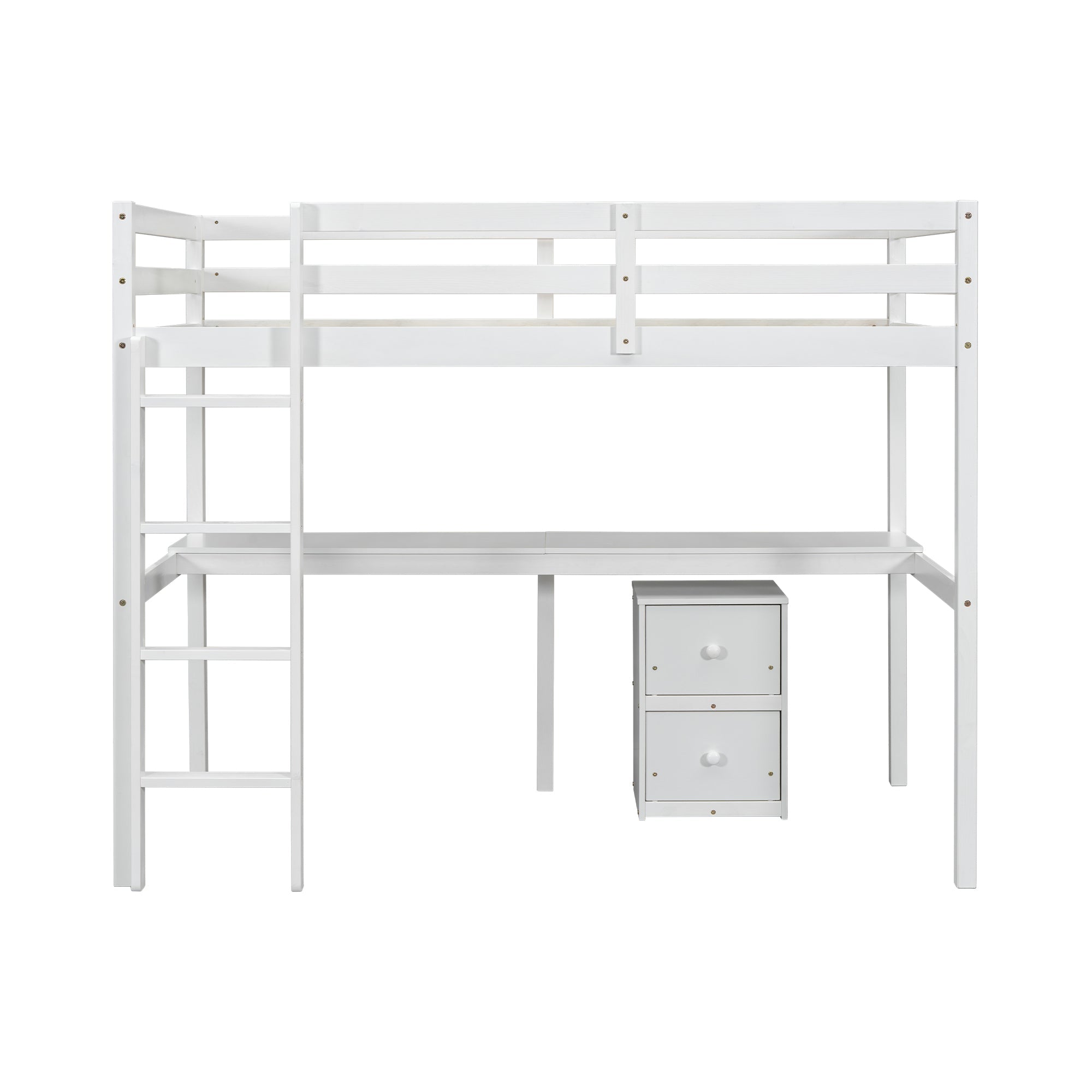 Twin Loft Bed White | Desk & 2 Drawer Storage Cabinet Bed eprolo